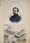 Original Old Antique Print Portrait Captain Schmidt Forest Fire Colorado America