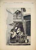 Old Antique Print Curiosity Whispers Secret Fagot Gatherers Billet 1874 19th