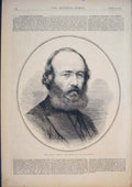 Original Old Antique Print Portrait Marquis Salisbury 1874 19th