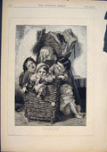 Original Old Antique Print Bogey'S Basket Lobrichon Fine Art 1874 19th