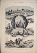 Original Old Antique Print Railway Paris Dieppe Views 1874 19th