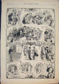 Original Old Antique Print Christmas Joys Celebrations Sorrows Sketches 1874