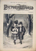Original Old Antique Print Poor Birdie Bird Children Child Snow Fine Art 1874