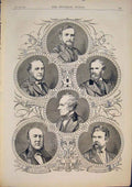 Original Old Antique Print Portrait House Commons Dunbar Cowan Mills 1874 19th