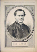 Original Old Antique Print Portrait Capel 1875 19th Century