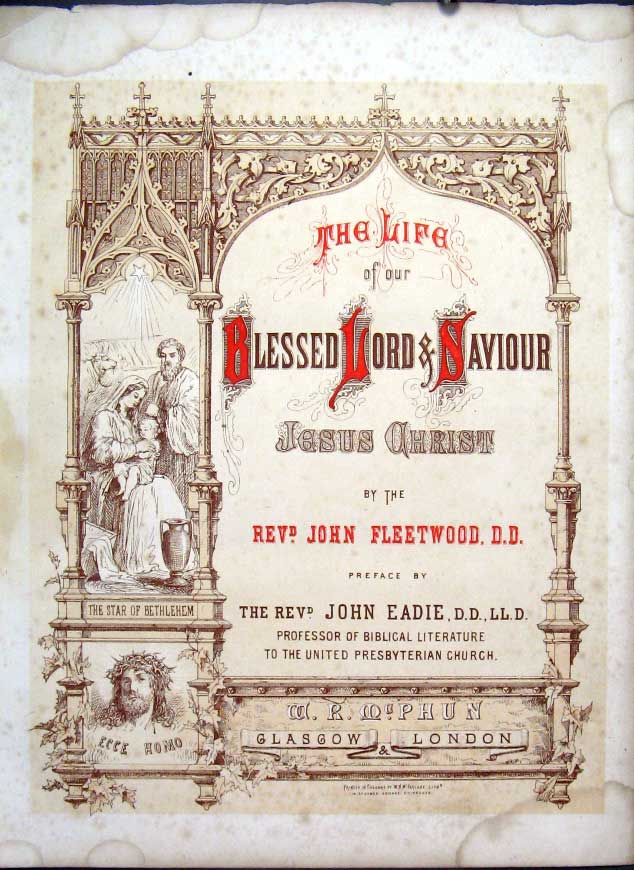 Original Old Antique Print Frontispeice Life Jesus Christ 1863 19th