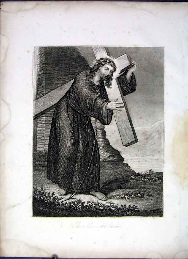 Original Old Antique Print Jesus The Man Sorrows Life Jesus Christ 1863 19th