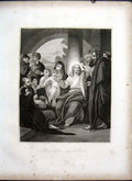 Original Old Antique Print Children Brought To Christ Life Jesus Christ 1863