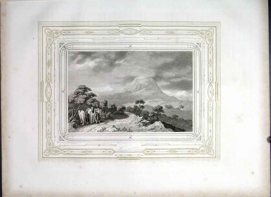 Original Old Antique Print Mount Tabor From Life Jesus Christ 1863 Victorian