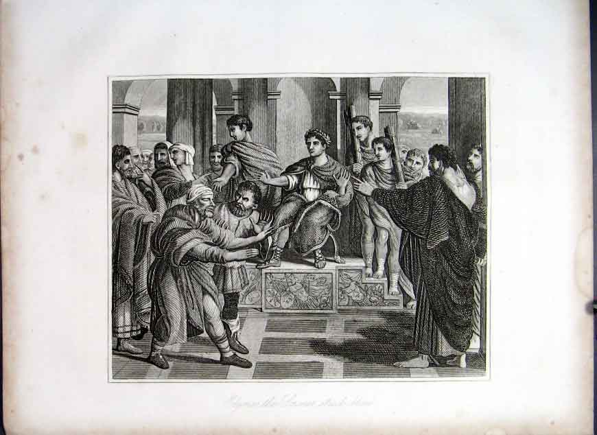 Old Antique Print Elymas The Sorceror Struck Blind Life Jesus Christ 186 19th