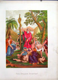Original Old Antique Print The Brazen Serpent Browns Family Bible 1877 Victorian