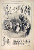 Original Old Antique Print Cigarette Prince Wales Theatre Scenes London 1892