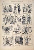 Original Old Antique Print Sketches Model Artist Story 1892 19th