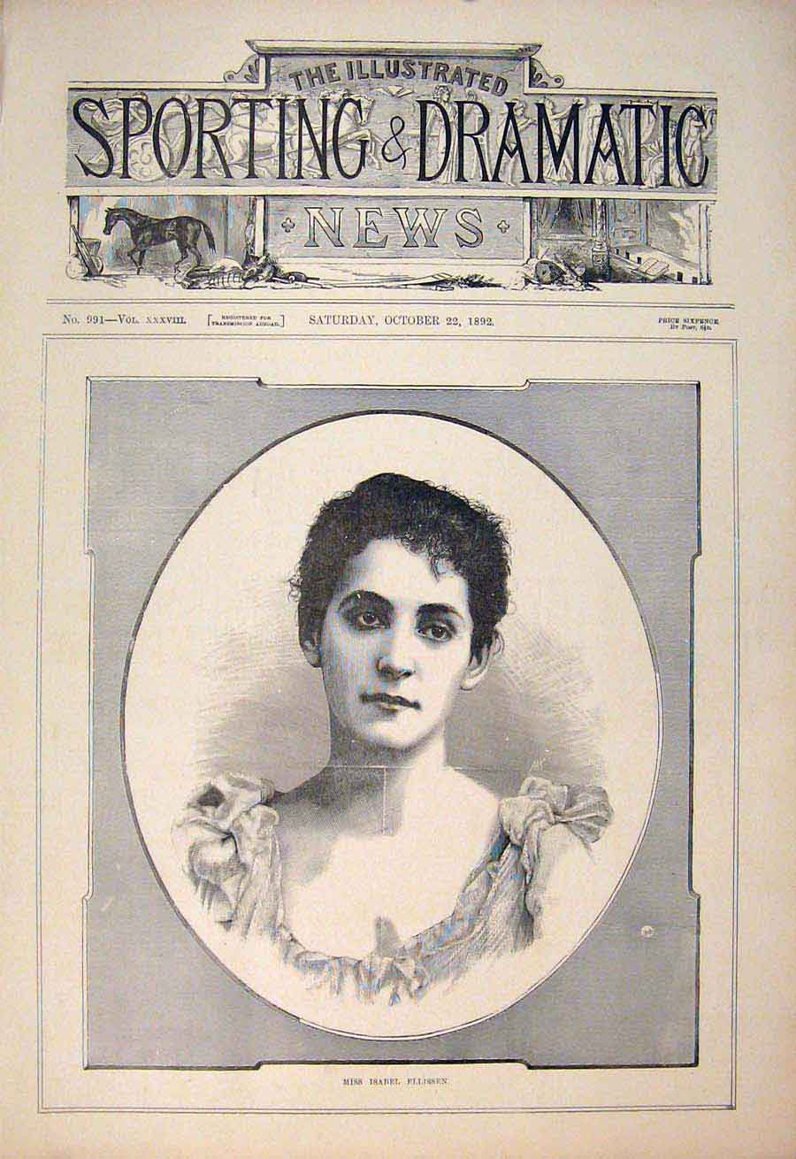 Original Old Antique Print Portrait Isabel Ellison Lady Fine Art 1892 Victorian