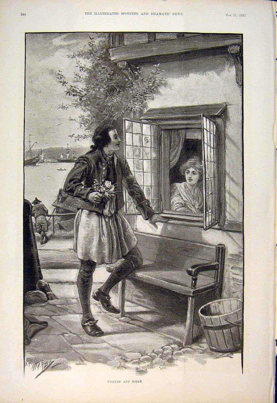 Original Old Antique Print William Susan Hardy Fine Art 1892 19th