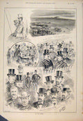 Original Old Antique Print Race Course Sketches Sketch 1892 Art 19th