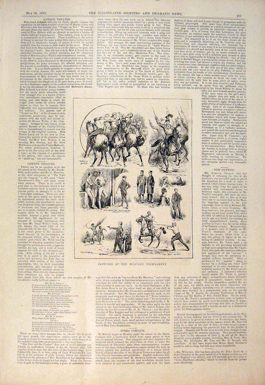 Original Old Antique Print Sketches Military Tournament Life Horse Guards London