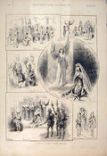 Old Antique Print Queen'S Gate Hall Tableaux Vivants Howard Parquet 1892 19th