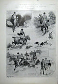 Original Old Antique Print First Mornings Cub Hunting 1904 20th Century