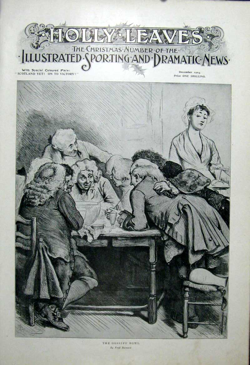 Original Old Antique Print Gossips Bowl Fine Art Barnard 1904 20th Century
