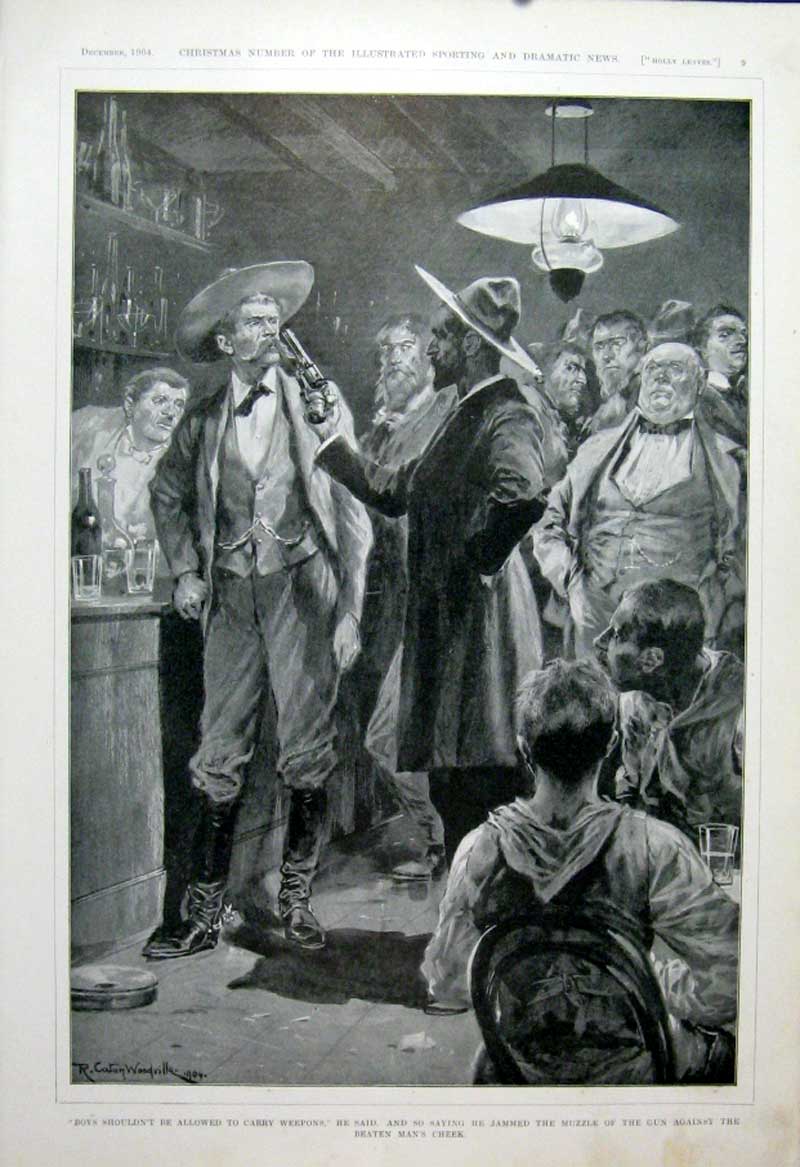 Original Old Antique Print Boys Should Not Carry Weapons Fine Art 1904 20th