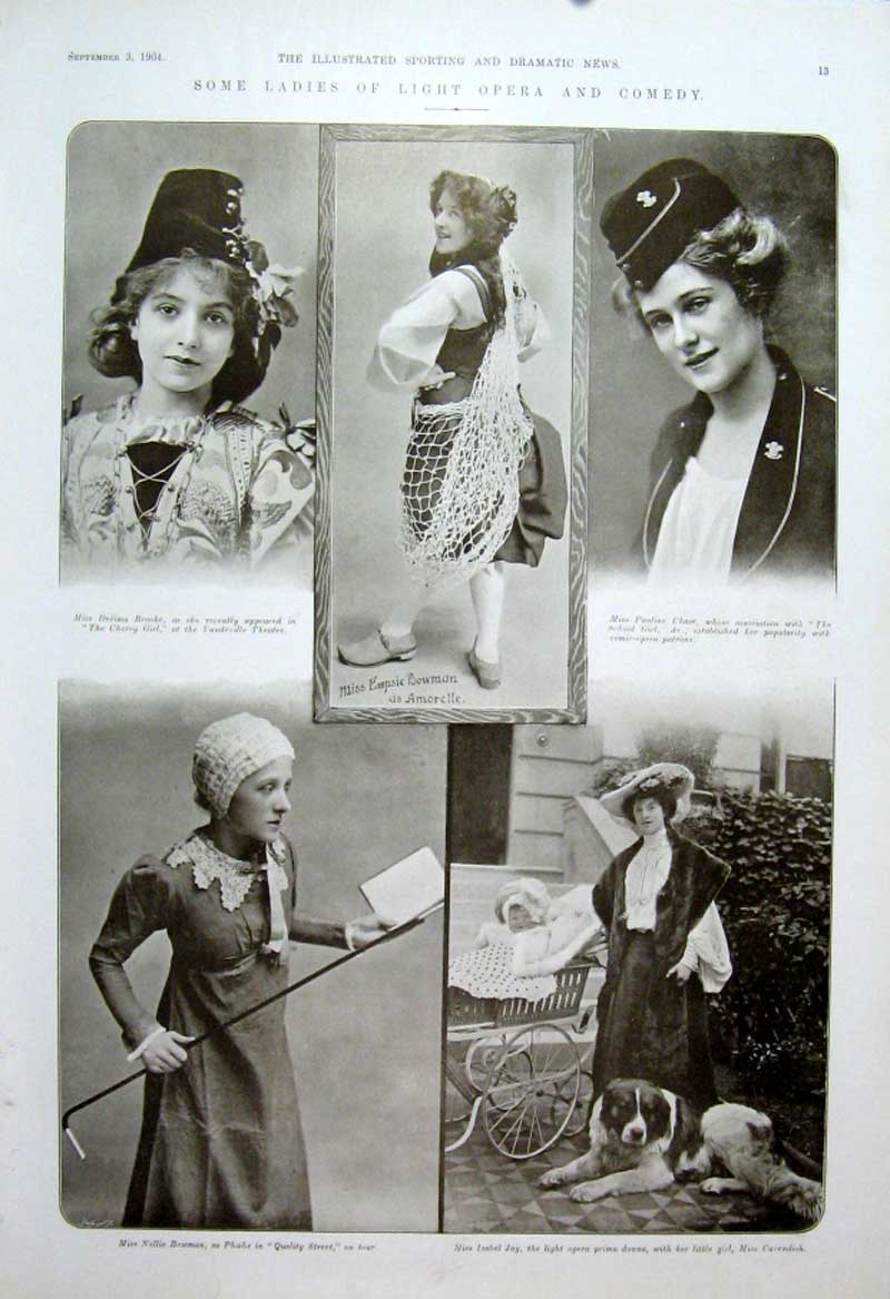 Original Old Antique Print Some Ladies Light Opera & Comedy 1904 Theatre 20th