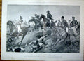 Original Old Antique Print Fox Hounds Under Fire 1904 Spain 20th Century