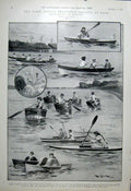 Original Old Antique Print First Annual Childrens Regatta At Ryde 1904 20th