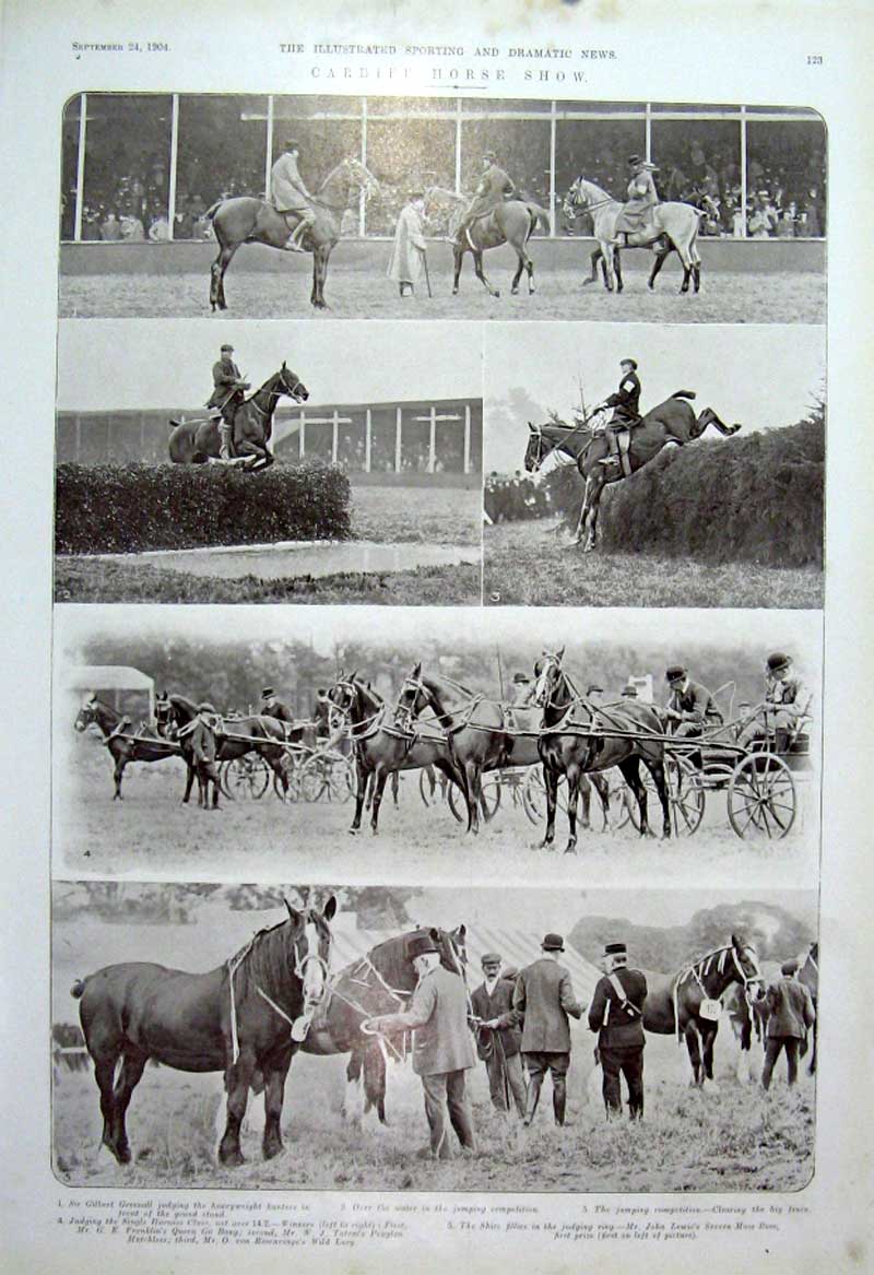 Original Old Antique Print The Cardiff Horse Show 1904 Wales 20th Century