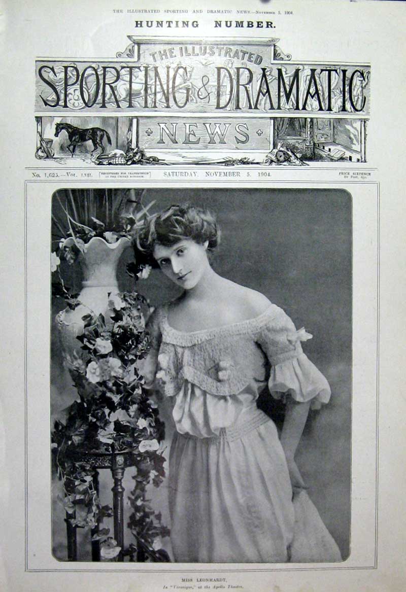 Original Old Antique Print Miss Leonhardt London Actress 1904 Theatre 20th
