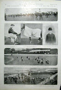 Original Old Antique Print Liverpool Autumn Horse Race 1904 20th Century