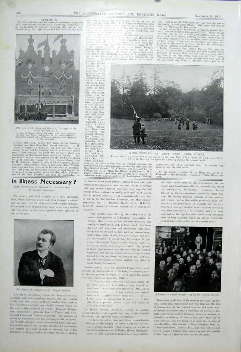 Original Old Antique Print King Edward Shooting West Dean Park Sussex 1904 20th