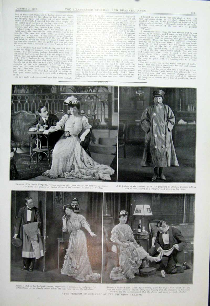 Original Old Antique Print Freedom Suzanne At Crighterion Theatre 1904 20th