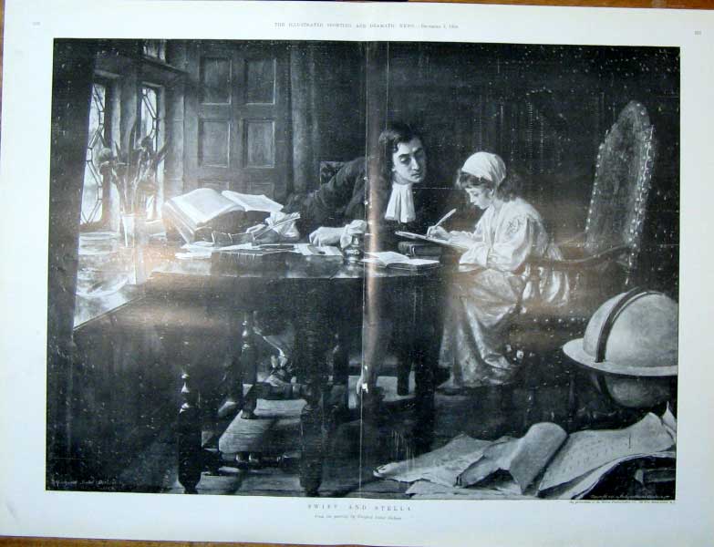 Original Old Antique Print Swift & Stella Fine Art By Dicksee 1904 20th Century