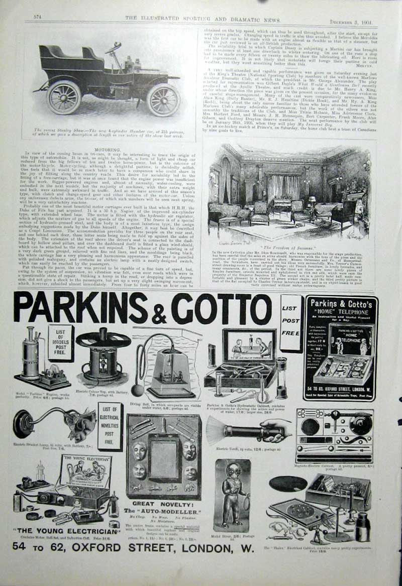 Original Old Antique Print 4Cyl Humber Car At 215 Gns 1904