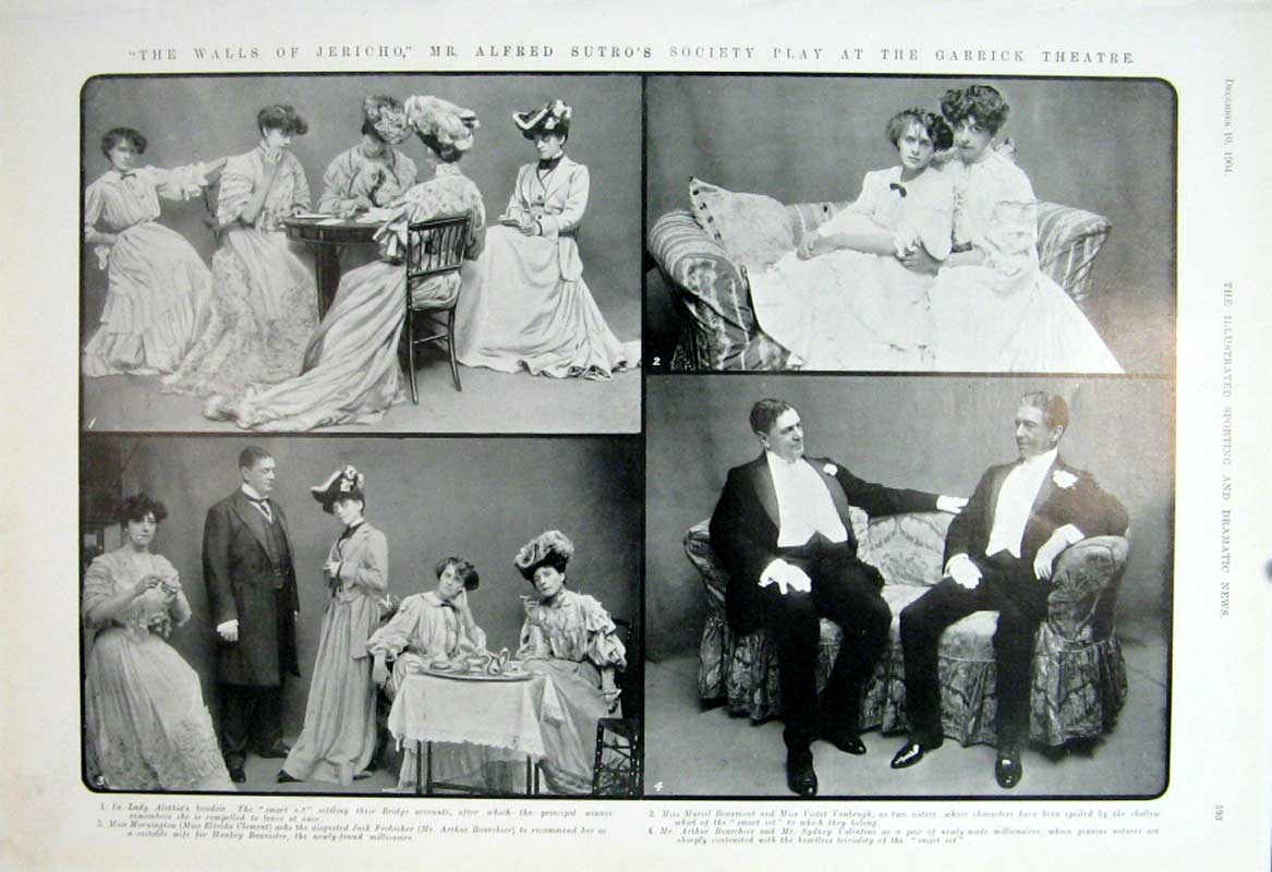 Original Old Antique Print Walls Jericho At Garrick Theatre 1904 20th Century