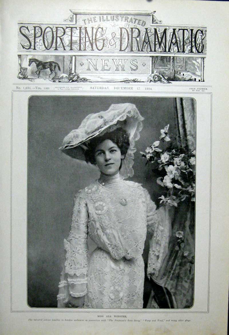 Original Old Antique Print Miss Ada Webster London Actress 1904 Theatre 20th