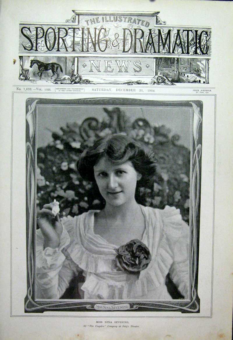 Original Old Antique Print Nina Sevening London Actress 1904 Theatre 20th