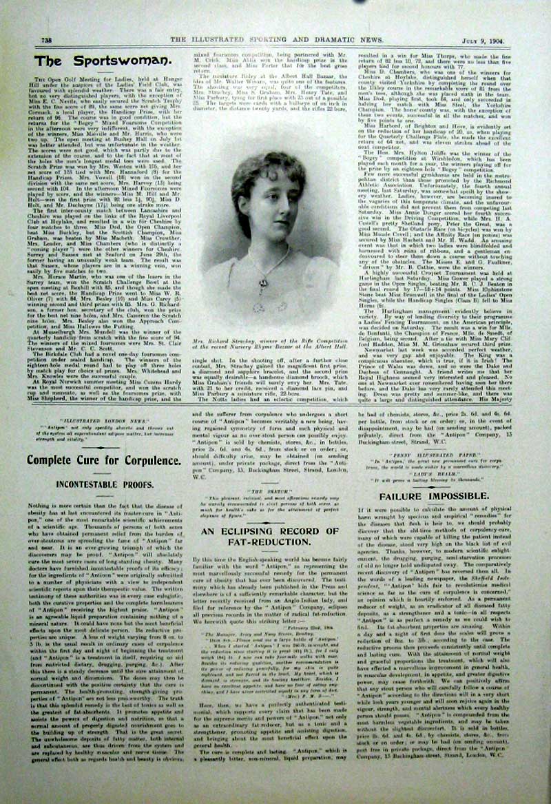 Original Old Antique Print Mrs Strachey Wins Rifle Competition At Nursery Bazaar