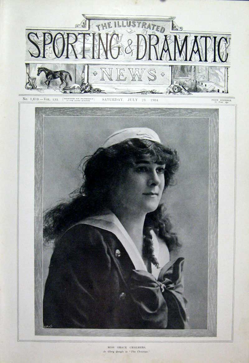 Original Old Antique Print Grace Chalmers London Actress 1904 Theatre 20th