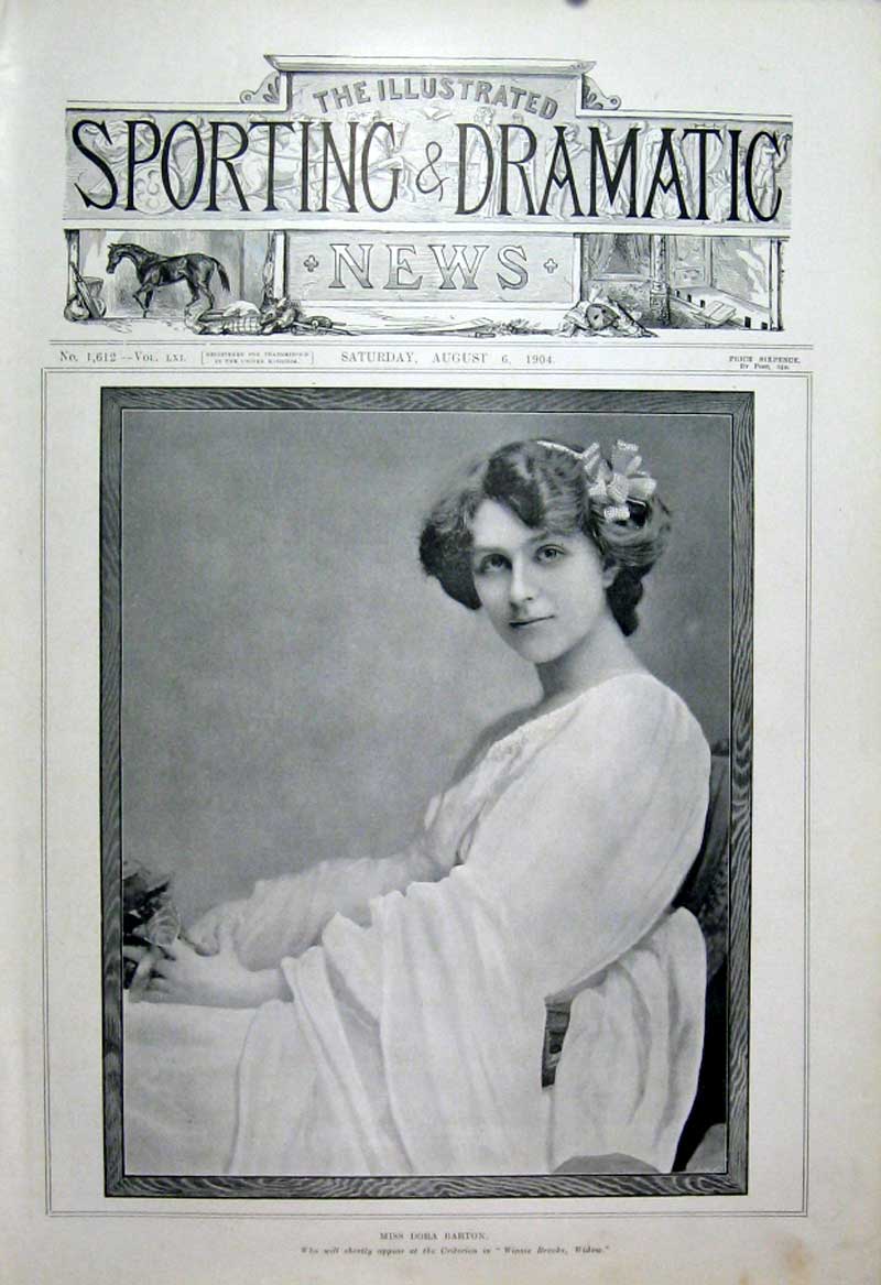 Original Old Antique Print Dora Barton London Actress 1904 Theatre 20th Century