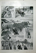 Original Old Antique Print Playground Europe 1904 Swiss Summer Season 20th