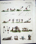 Original Old Antique Print C1845 H/C Natural History Plate V111 Seesaw To Wedge