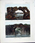 Original Old Antique Print C1845 H/C Natural History Plate Cc Rock Formations