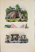 Original Old Antique Print Rock Formation People Water Fine Art