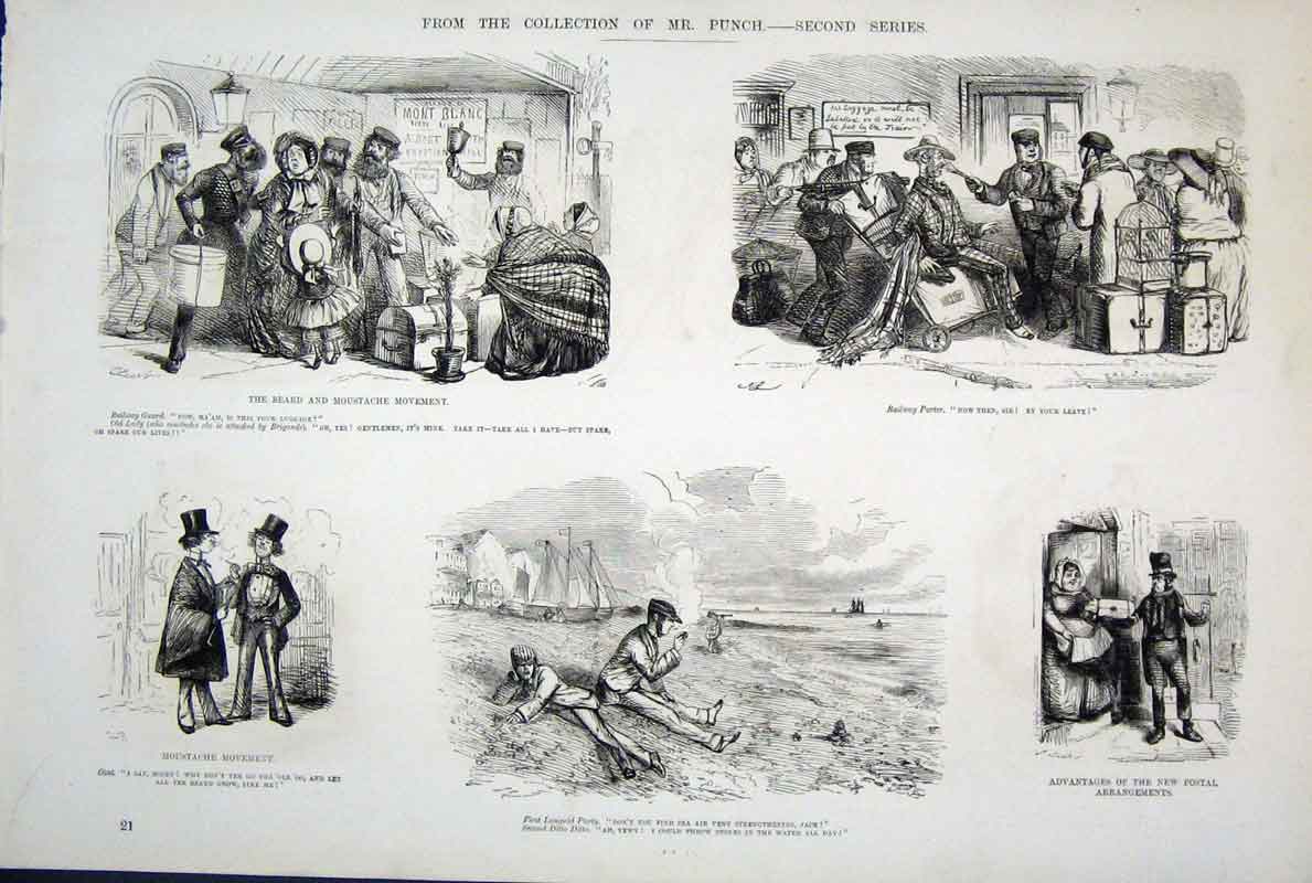 Original Old Antique Print Collection Mr Punch Second Series By John Leech