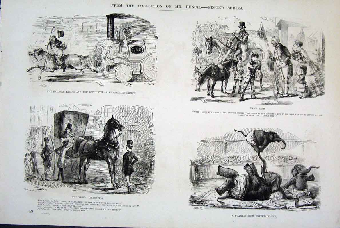 Original Old Antique Print Mr Punch Second Series Life & Character
