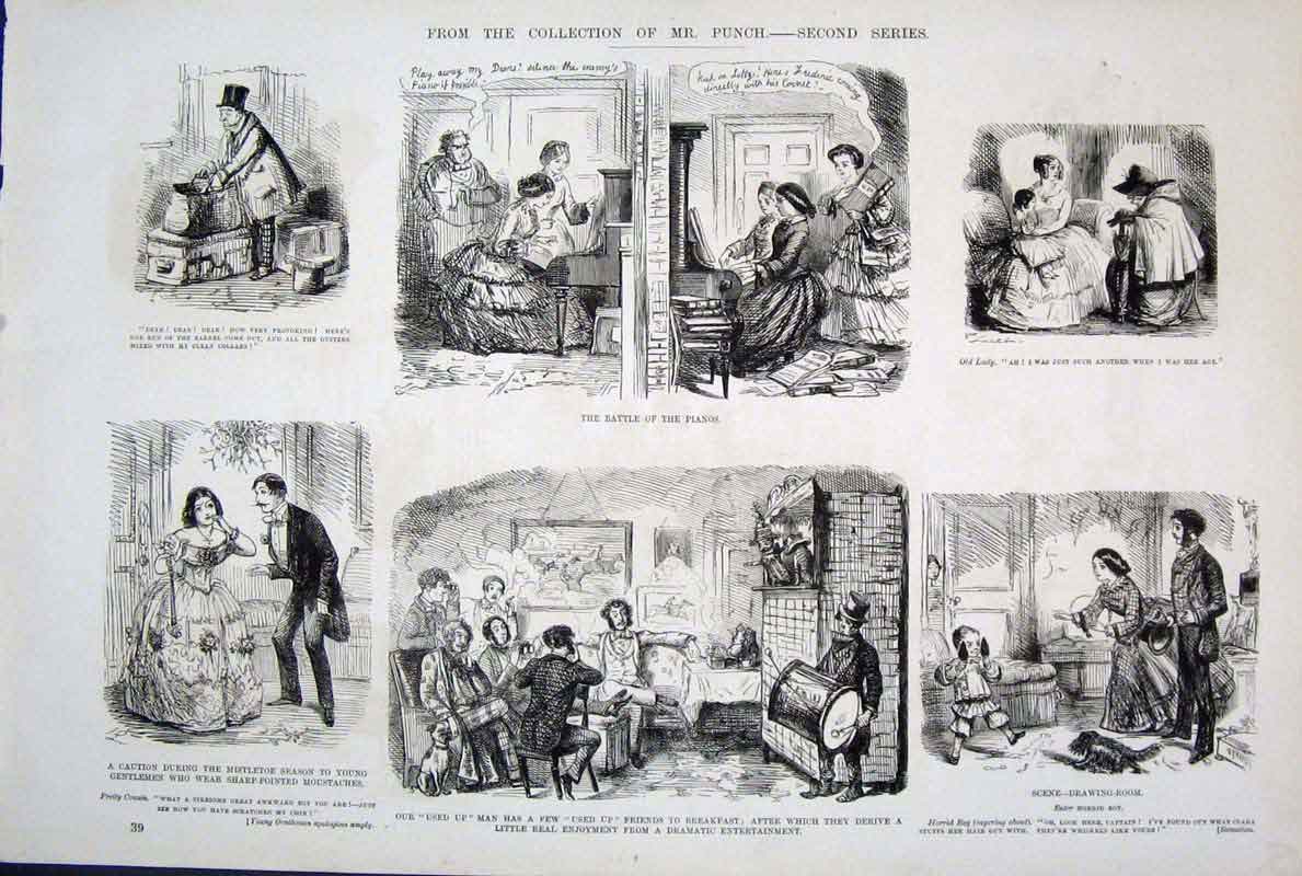 Original Old Antique Print Life & Character By John Leech Mr Punch
