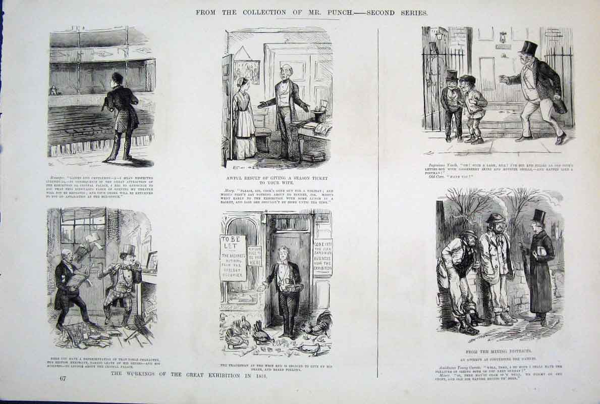 Original Old Antique Print By John Leech Life & Character Mr Punch C1878 19th