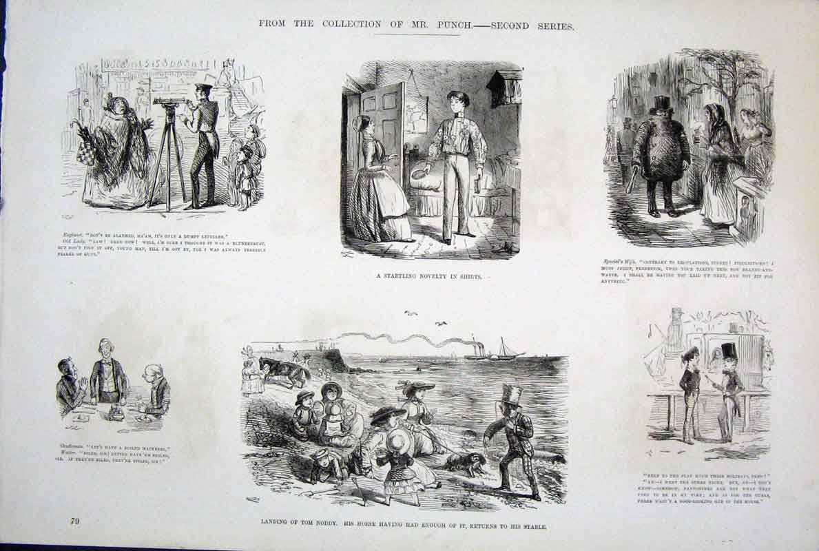 Original Old Antique Print Mr Punch By John Leech Life & Character